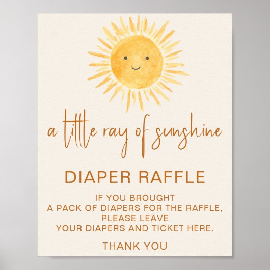 Luier Raffle Zon-thema Baby shower Teken Poster (Voorkant)