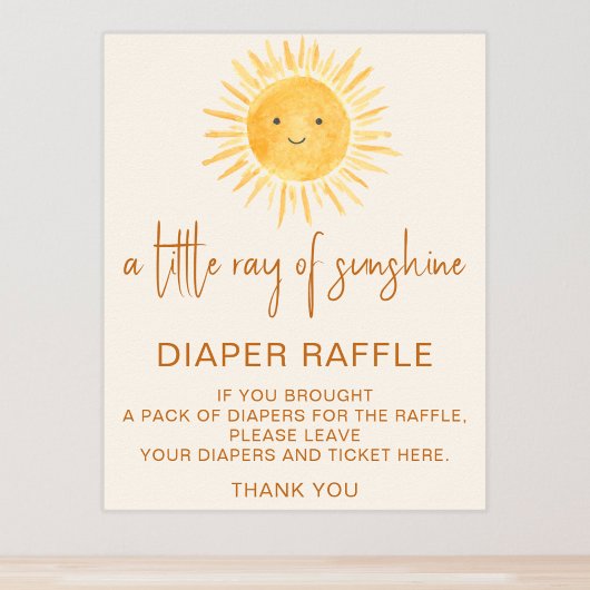 Luier Raffle Zon-thema Baby shower Teken Poster