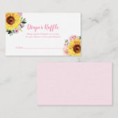Luier Raffle Zonnebloem Roze Bloemen Baby shower Informatiekaartje (Voorkant / Achterkant)