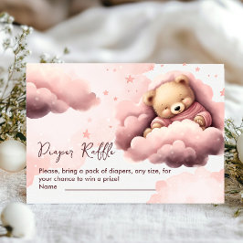 Luier rafflepink wolk schattig beer baby shower ka informatiekaartje