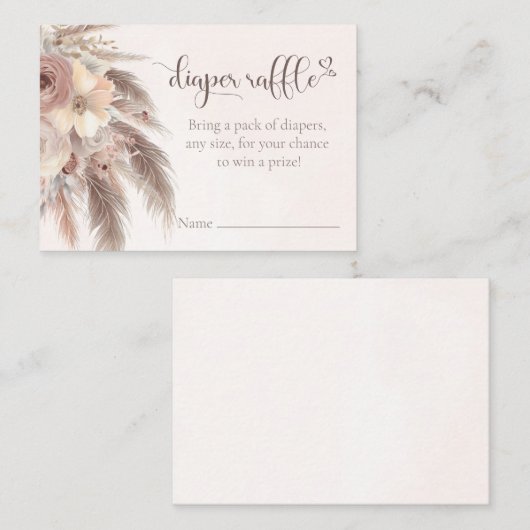 Luier Rafle Pampas gras boho baby shower Informatiekaartje (Voorkant / Achterkant)
