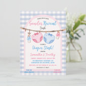 Luier Stash Boy of Girl Gingham Genderonthulling Kaart (Staand voorkant)