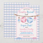 Luier Stash Boy of Girl Gingham Genderonthulling Kaart (Voorkant / Achterkant)