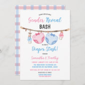 Luier Stash Clothesline Hij of zij onthullen gesla Kaart (Voorkant / Achterkant)