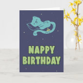 Luier verjaardag, grappige schattige kitten slapen kaart (Gele Bloem)