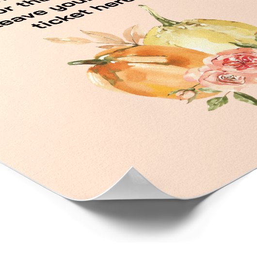 Luier verloting baby shower herfst pompoen blush r poster (Hoek)