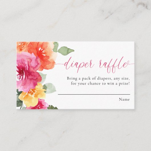 Luier verloting kaarten meisje baby shower roze bl (Voorkant)