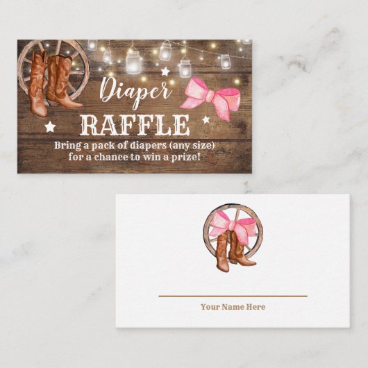 Luieraffle Boots of bows Gender onthulling Visitekaartje (Voorkant / Achterkant)