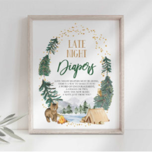 Luierbord voor een babyborrel 's nachts poster