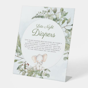 Luierbord voor jongen olifant baby shower reclamebord met voetstuk