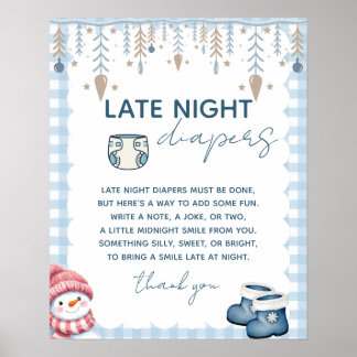 Luierbord voor late nacht tijdens winter baby show poster
