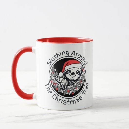 Luierend Rond de Kerstboom Mok (Links)