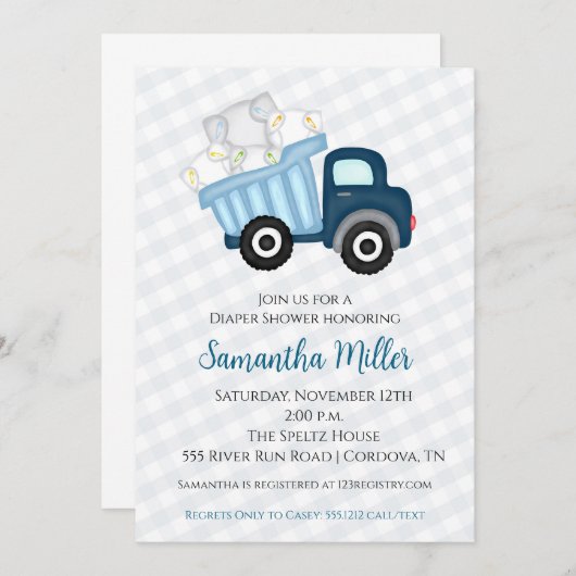 Luierfeest Baby shower Uitnodiging (Voorkant / Achterkant)