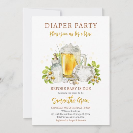 Luierfeestbier voor Baby is te wijten aan Baby sho Kaart (Voorkant)