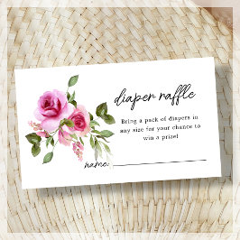 Luierloof | roze roos bloemig Baby shower Informatiekaartje