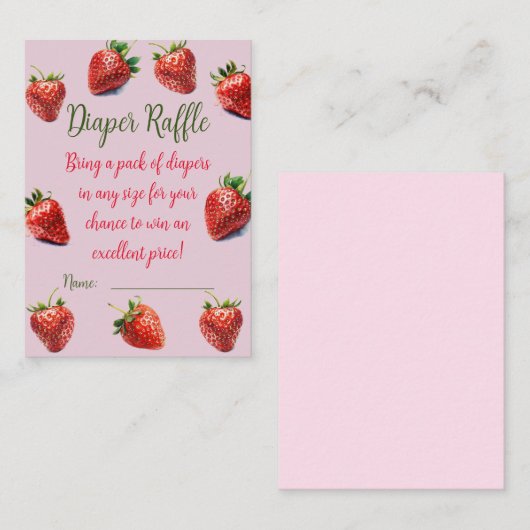 Luierloterij Aardbei baby shower Informatiekaartje (Voorkant / Achterkant)