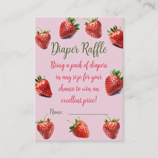 Luierloterij Aardbei baby shower Informatiekaartje (Voorkant)