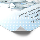 Luierloterij afgifolifant baby jongensfeest poster (Hoek)