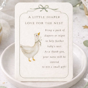 Luierloterij Baby Gans Nest Baby Shower Informatiekaartje