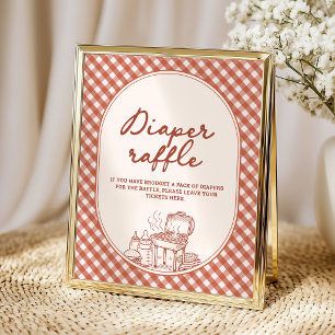 Luierloterij Baby Q BBQ koppels baby shower Poster