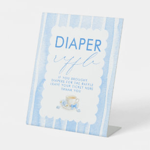 Luierloterij Blauwe Jongen Baby Shower Tafelbord Reclamebord Met Voetstuk