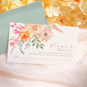 Luierloterij   Blush & Teal Lente Baby Shower Informatiekaartje