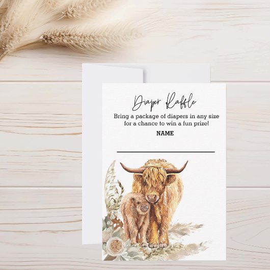 Luierloterij Boho Highland Koe Baby Shower Kaart