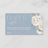 Luierloterij boho stoffig blauw wit bloemen elegan informatiekaartje (Voorkant)