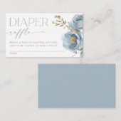 Luierloterij boho stoffige blauwe bloemenrozen informatiekaartje (Voorkant / Achterkant)