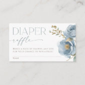 Luierloterij boho stoffige blauwe bloemenrozen informatiekaartje (Voorkant)