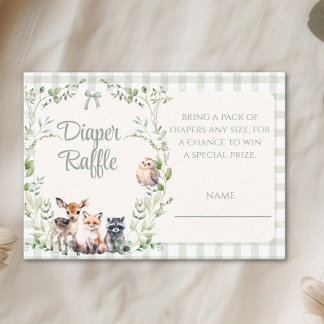 Luierloterij Bosdieren Cute Baby Shower Informatiekaartje