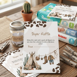 Luierloterij Cowboy rustieke moderne Baby Shower Informatiekaartje