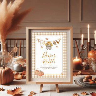 Luierloterij Little Pumpkin Boho Herfst Baby Showe Poster
