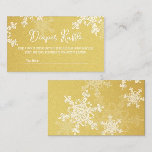 Luierloterij Minimalistisch Gouden Sneeuwvlok Patr Informatiekaartje (Voorkant / Achterkant)