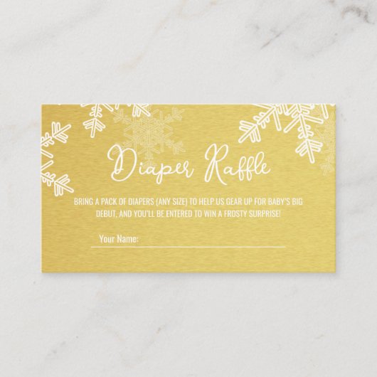 Luierloterij Minimalistisch Gouden Sneeuwvlok Patr Informatiekaartje (Voorkant)