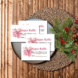 Luierloterij roze poinsettia sneeuwvlok winter informatiekaartje