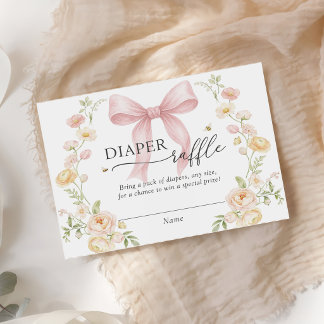 Luierloterij Roze Strik Baby Shower Bijlagekaart  Informatiekaartje