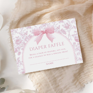 Luierloterij Roze Strik Baby Shower Bijlagekaart Informatiekaartje