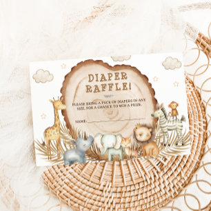 Luierloterij Safari Dieren Baby Shower Rustiek Informatiekaartje