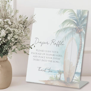 Luierloterij Strand Baby Shower Reclamebord Met Voetstuk