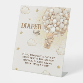 Luierloterij teddybeer ballonnen reclamebord met voetstuk