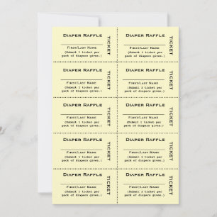 Luierloterij Tickets Gele Uitnodiging