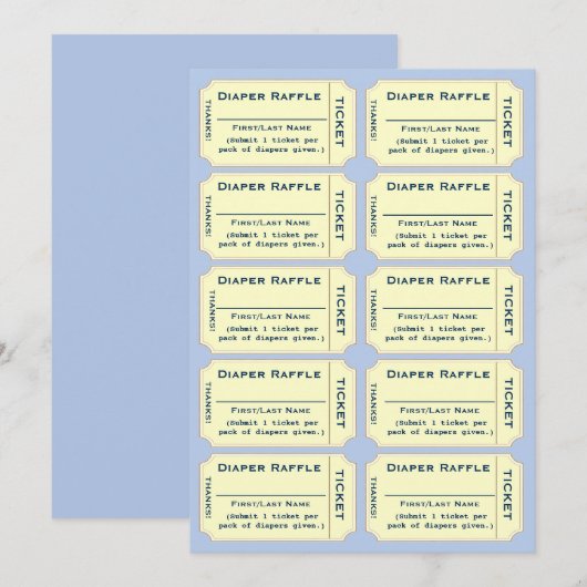 Luierloterij Tickets Kaart (Voorkant / Achterkant)