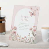 Luierloterij wilde bloemen vlinder baby shower reclamebord met voetstuk (Insitu)