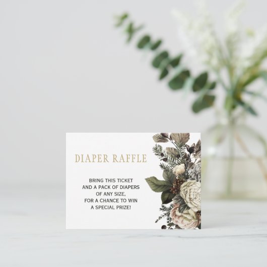 Luierloterij winter chic baby shower insert kaart (Staand voorkant)