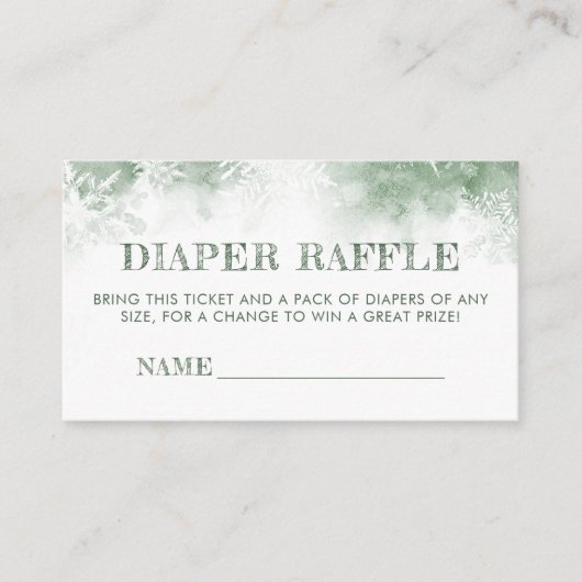 Luierloterij winter groen bos baby shower informatiekaartje (Voorkant)