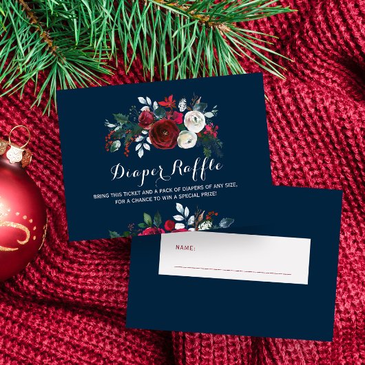 Luierloterij wintermarine baby shower insert kaart