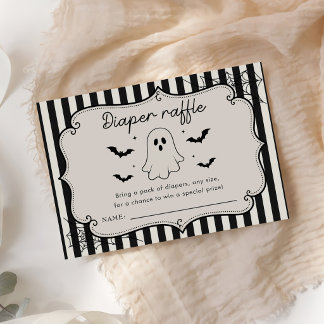 Luierloterij Zwart Gingham Geest Halloween Plaatskaartje