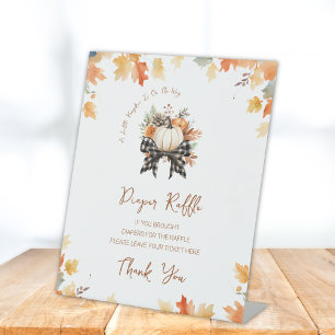 Luierloterijbord Kleine Pompoen Herfst Baby Shower Reclamebord Met Voetstuk