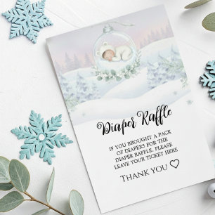 Luierloterijkaart Our Little Snowbaby baby shower Informatiekaartje
